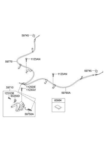 CABLE ASSY-PARKING BRAKE LH 59760-2V000 597602V000 59760 2V000