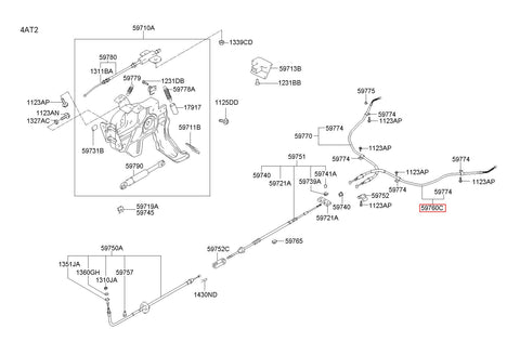 CABLE ASSY-PARK BRAKE LH 59760-3A300 (Original, New)