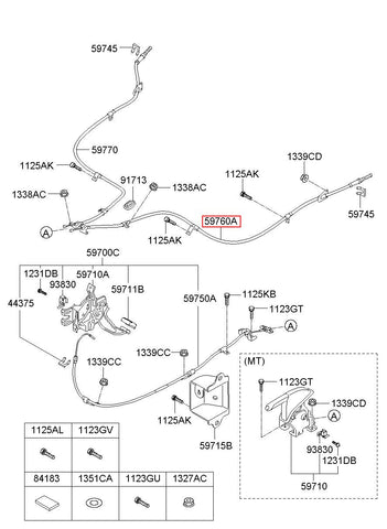 CABLE ASSY-PARKING BRAKE LH 59760-3S300 (Original, New)