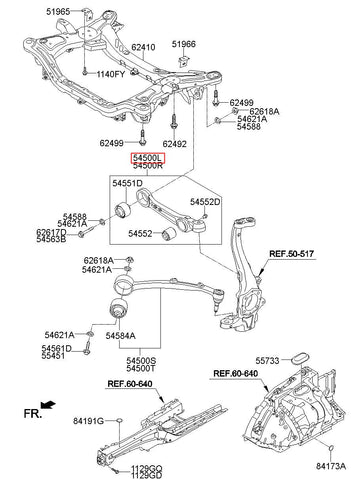 LATERAL ARM ASSY-FR,LH 54500-3T050 (Original, New)