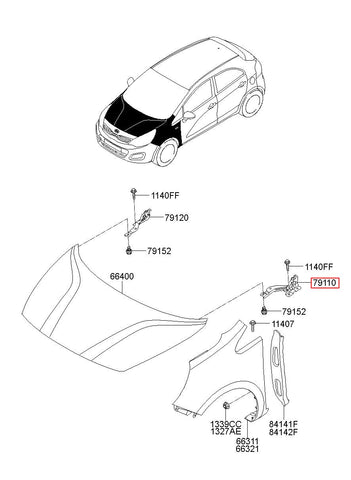 HINGE ASSY-HOOD LH 79110-1W000 (Original, New)