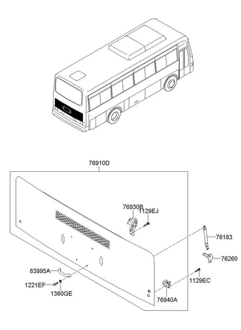 LIFTER ASSY-REAR ENGINE FLAP <br>76181-6J100, <br>761816J100, <br>76181 6J100 <br>(Original, New)