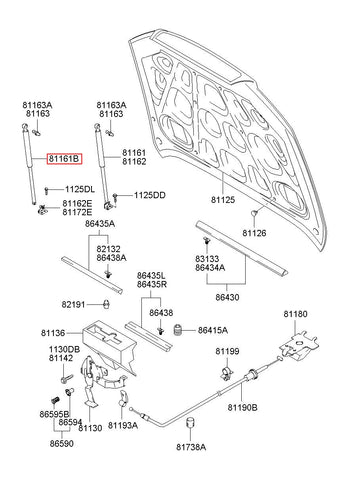 LIFTER-HOOD 81161-3B101 (Original, New)