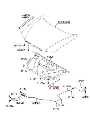 LIFTER-HOOD 81161-3L001 (Original, New)