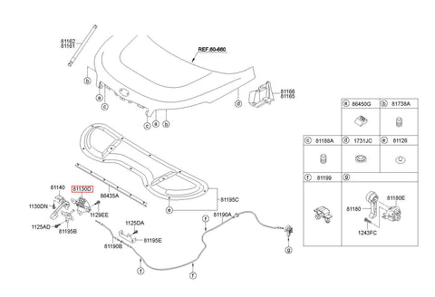 LOCK ASSY-HOOD,LH 81130-B2000 (Original, New)