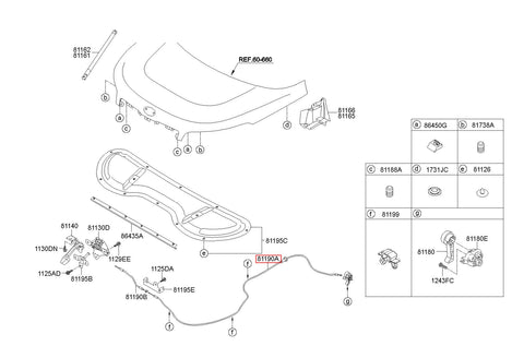 CABLE ASSY-HOOD LATCH RELEASE 81190-B2000 (Original, New)