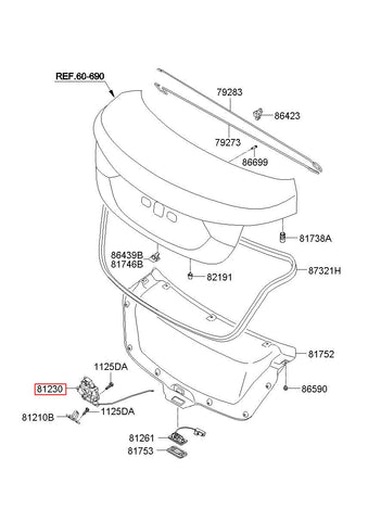 LATCH ASSY-TRUNK LID 81230-3X010 (Original, New)