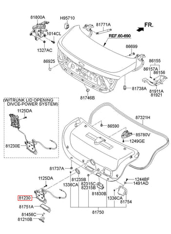 LATCH ASSY-TRUNK LID 81230-3T000 (Original, New)