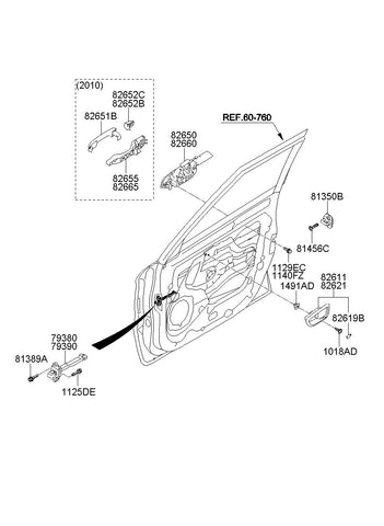 BASE ASSY-FR DR O/S HANDLE RH 82665-2K500 826652K500 82665 2K500