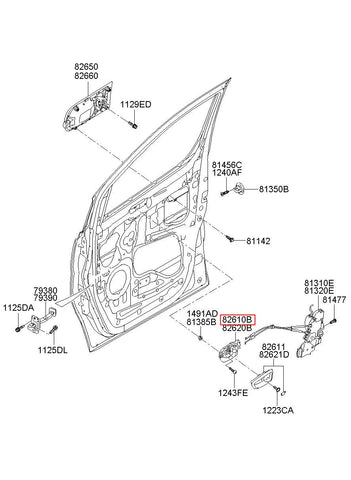 HDL ASSY-FR DR I/S,LH 82610-4H000WK (Original, New)