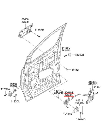 HDL ASSY-FR DR I/S,RH 82620-4H000WK (Original, New)