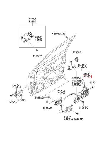 LATCH ASSY-FR DR RH 81320-1E000 (Original, New)