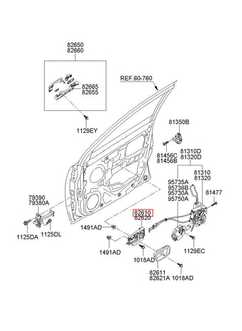 HANDLE ASSY-DR I/S LH 82610-1E000FZ (Original, New)