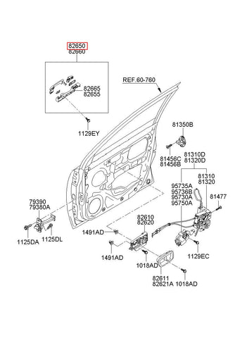 HANDLE ASSY-FR DR O/S LH 82650-1E050 (Original, New)