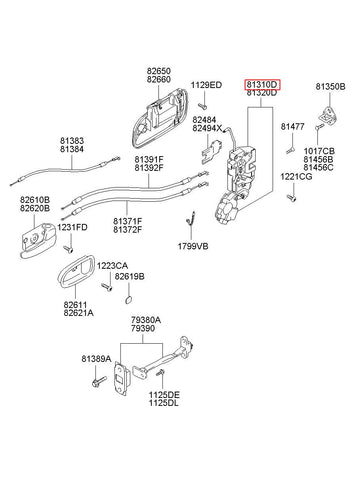 LATCH & ACTUATOR ASSY-FR DR O/ 81310-26011 (Original, New)