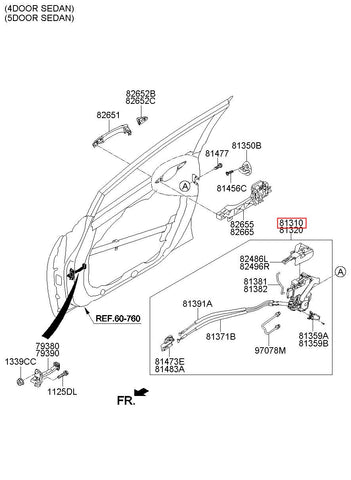 LATCH ASSY-FR DR LH 81310-A7031 (Original, New)