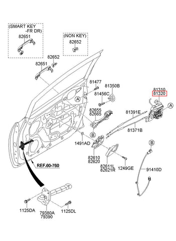 LATCH ASSY-FR DR RH 81321-1W040 (Original, New)