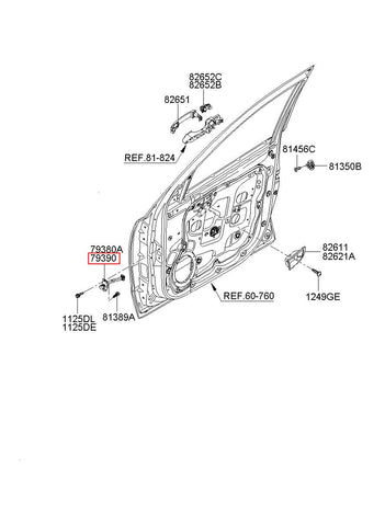 CHECKER ASSY-FR DOOR RH 79390-2B000 (Original, New)