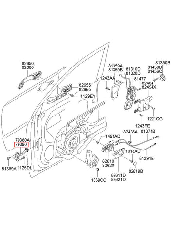 CHECKER ASSY-FR DOOR RH 79390-2E000 (Original, New)