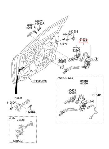 LATCH ASSY-FR DR RH 81320-2V030 (Original, New)