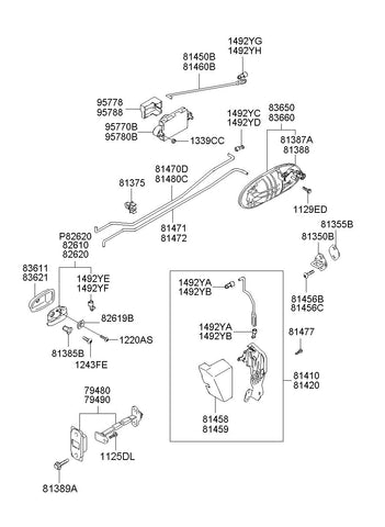 HANDLE ASSY-REAR DOOR OUTSIDE,LH <br>83650-38000, <br>8365038000, <br>83650 38000 <br>(Original, New)