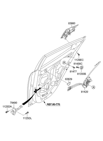 HANDLE ASSY-REAR DOOR OUTSIDE,RH <br>83660-2V000CA, <br>836602V000CA, <br>83660 2V000CA <br>(Original, New)