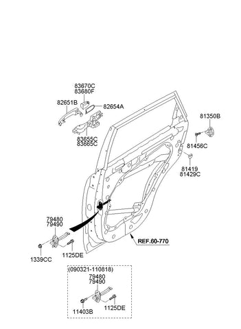 BASE ASSY-RR DR O/S HDLLH <br>83655-2P000, <br>836552P000, <br>83655 2P000 <br>(Original, New)