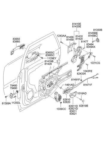 HANDLE ASSY-REAR DOOR OUTSIDE,LH <br>83650-2E000EB, <br>836502E000EB, <br>83650 2E000EB <br>(Original, New)