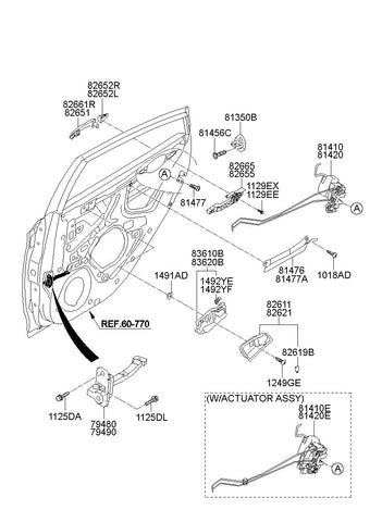 HANDLE ASSY-REAR DOOR INSIDE,LH <br>83610-1R010CR, <br>836101R010CR, <br>83610 1R010CR <br>(Original, New)