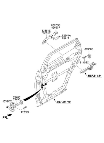 CHECKER ASSY-REAR DOORRH <br>79490-B8000, <br>79490B8000, <br>79490 B8000 <br>(Original, New)