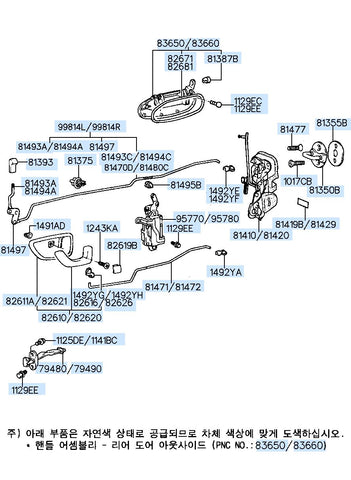 HANDLE ASSY-REAR DOOR OUTSIDE,RH <br>83660-34000, <br>8366034000, <br>83660 34000 <br>(Original, New)