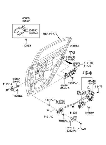 HANDLE ASSY-REAR DOOR OUTSIDE,LH <br>83650-1E000, <br>836501E000, <br>83650 1E000 <br>(Original, New)