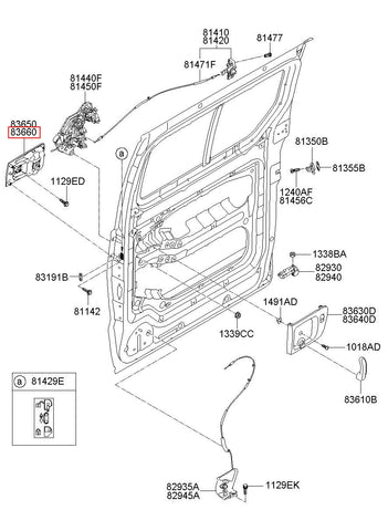 HANDLE ASSY-RR DR O/S RH 83660-4H150 (Original, New)