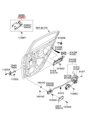 HANDLE ASSY-RR DR O/S RH 83660-1E000CA (Original, New)