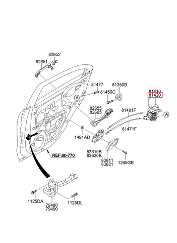 LATCH ASSY-RR DR RH 81421-1W020 (Original, New)