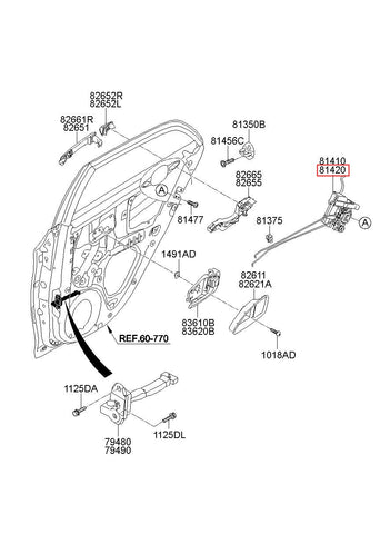 LATCH ASSY-RR DR RH 81420-1Y020 (Original, New)