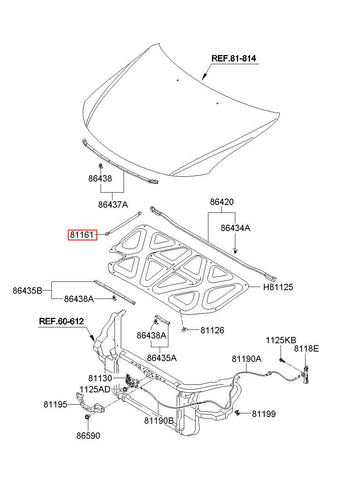 LIFTER-HOOD LH 81161-2G500 (Original, New)