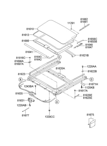 W/STRIP-SUNROOF GLASS <br>81613-2H001, <br>816132H001, <br>81613 2H001 <br>(Original, New)