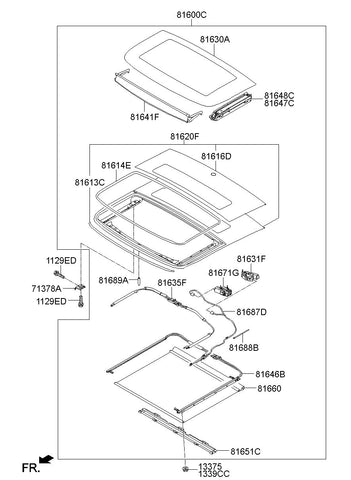 W/STRIP-PANORAMAROOF FRAME <br>81614-2V500, <br>816142V500, <br>81614 2V500 <br>(Original, New)