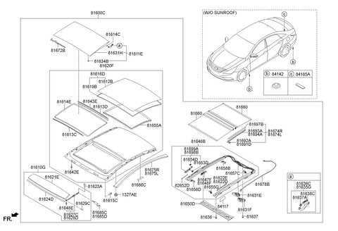 SIDE MOLDING-PANORAMAROOF RH <br>81676-3S001, <br>816763S001, <br>81676 3S001 <br>(Original, New)