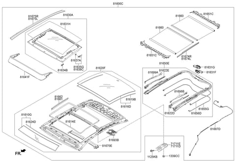 SIDE MOLDING-PANORAMAROOFLH <br>81675-B1000, <br>81675B1000, <br>81675 B1000 <br>(Original, New)