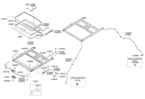 W/STRIP-SUNROOF GLASS <br>81613-3J001, <br>816133J001, <br>81613 3J001 <br>(Original, New)