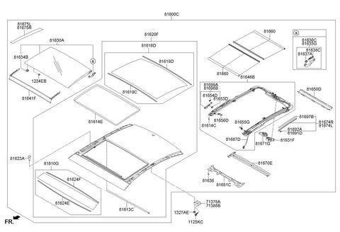 SIDE MOLDING-PANORAMAROOF LH <br>81675-3V000, <br>816753V000, <br>81675 3V000 <br>(Original, New)