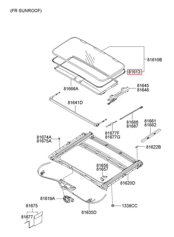 W/STRIP-SUNROOF GLASS 81613-4H000 (Original, New)