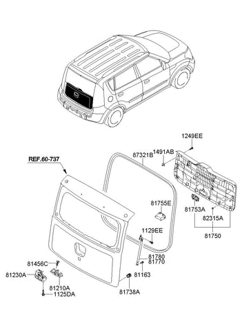 W/STRIP-TAIL GATE OPNG <br>87321-2K000, <br>873212K000, <br>87321 2K000 <br>(Original, New)