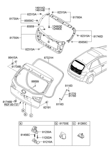 LATCH ASSY-TAIL GATE <br>81230-1M500, <br>812301M500, <br>81230 1M500 <br>(Original, New)