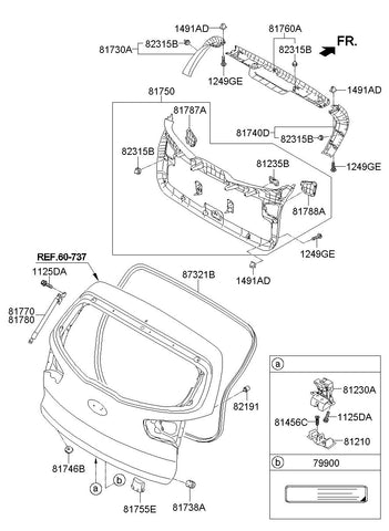 W/STRIP-TAIL GATE OPNG <br>87321-3W000, <br>873213W000, <br>87321 3W000 <br>(Original, New)