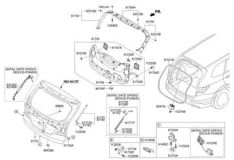 LIFTER ASSY-POWER TAIL GATELH <br>81770-B8100, <br>81770B8100, <br>81770 B8100 <br>(Original, New)