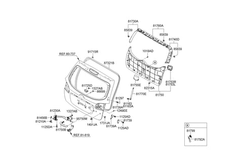 TRIM ASSY-TAIL GATE UPR <br>81760-2B000HZ, <br>817602B000HZ, <br>81760 2B000HZ <br>(Original, New)