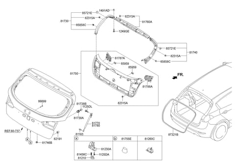 LATCH ASSY-TAIL GATE <br>81230-A7500, <br>81230A7500, <br>81230 A7500 <br>(Original, New)